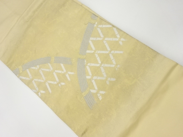 リサイクル　引箔蛇籠模様織出し名古屋帯